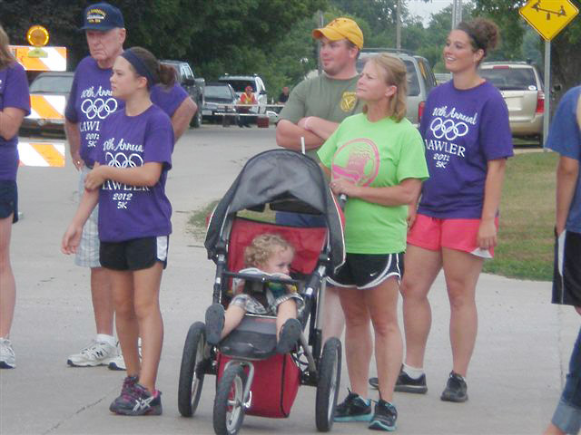 Listening to instructions before the race.